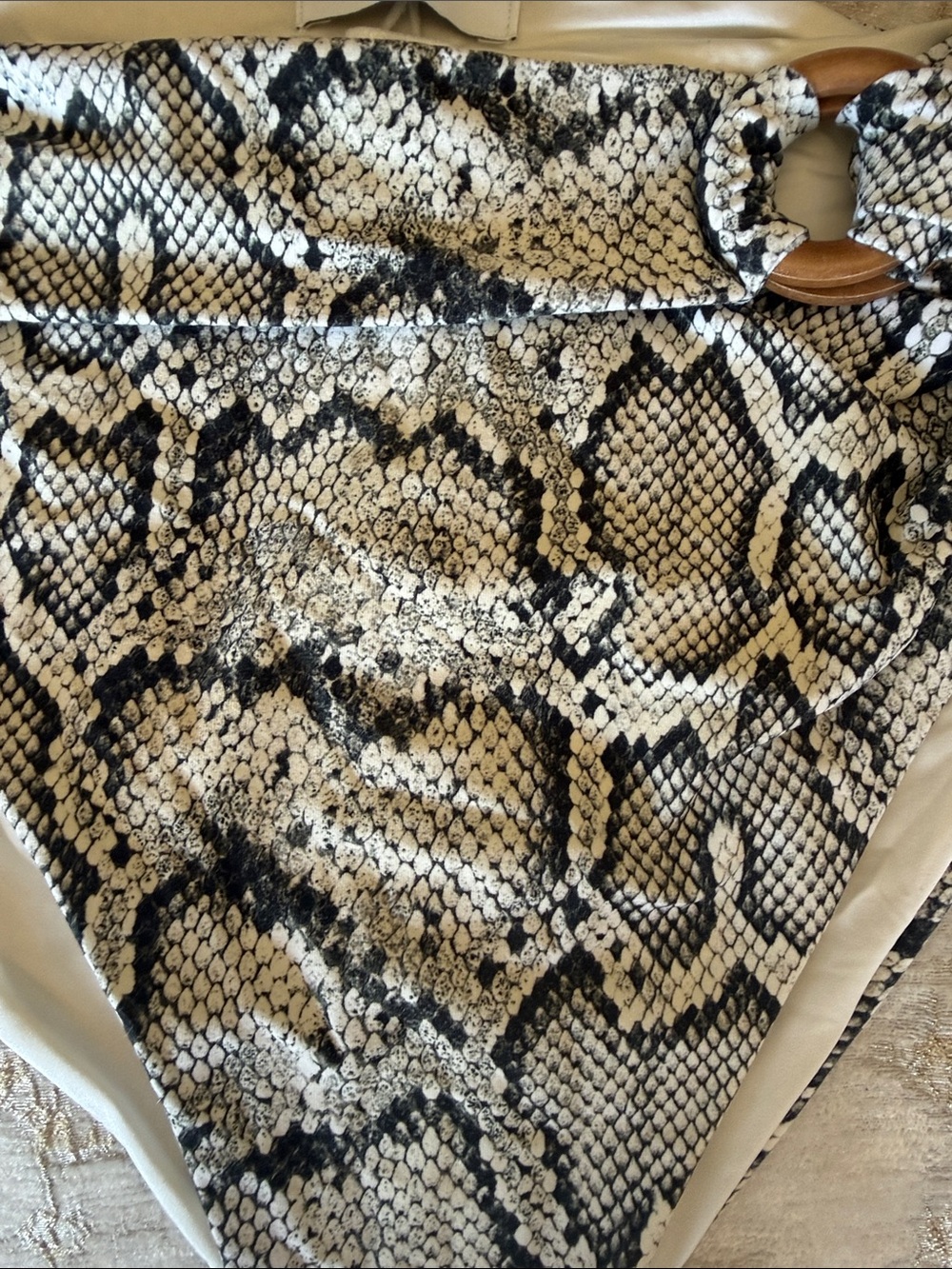 Onia Snake-Print Swim Bottom in Black and Cream - Picture 5 of 5